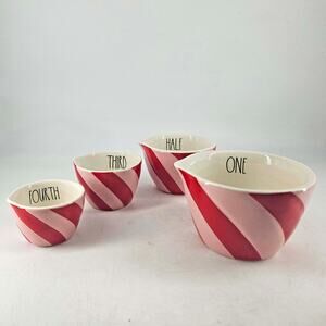 Rae Dunn Artisan Collection Magenta Pink Candy Cane Peppermint Measuring Cup Set